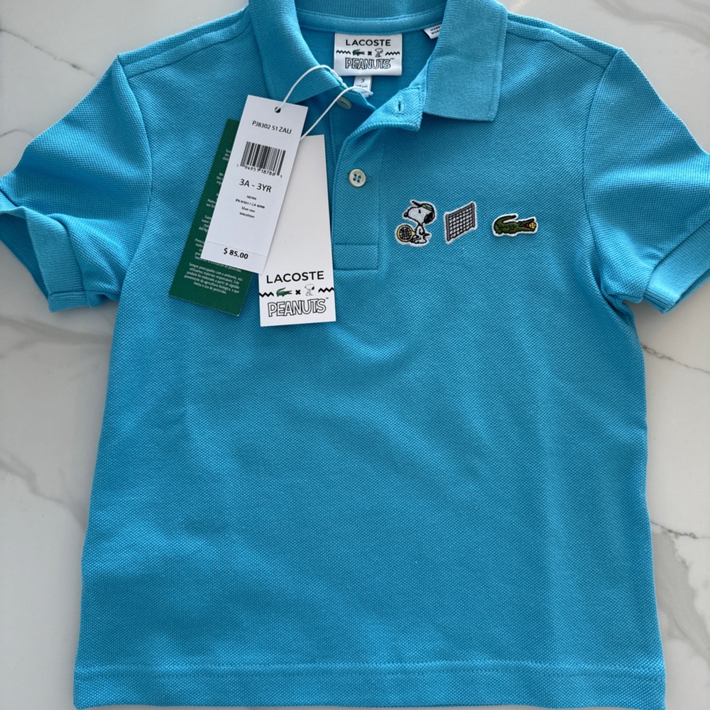 Blue Lacoste x Peanuts Polo Shirt New With Tags Size 3T